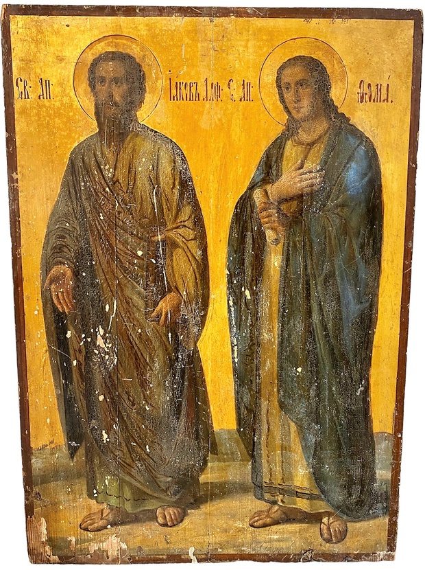 Икона храмовая Апостол Иаков апостол Фома 19 век