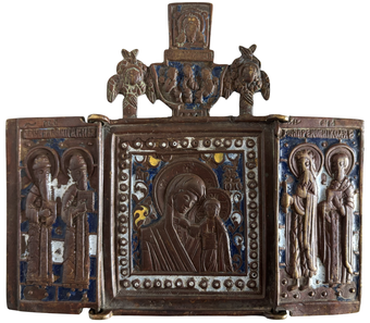 Казанская Богородица Складень эмали 19 век