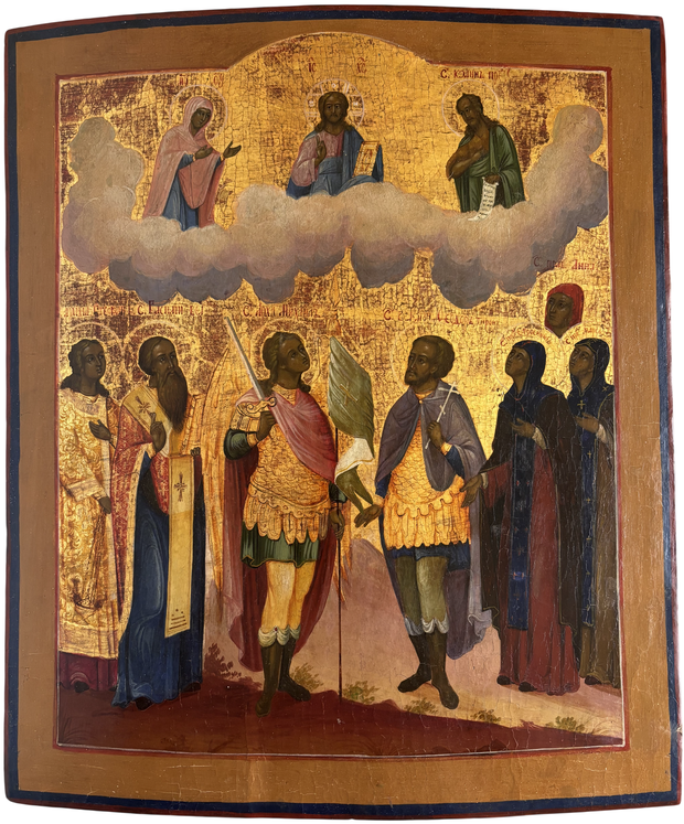 Икона Собор Архангела Михаила сусальное золото 19 век