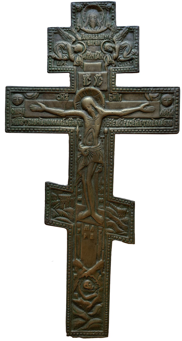 Крест Распятие №41 размер 27,4*13,8 см - обратная сторона цветочный орнамент