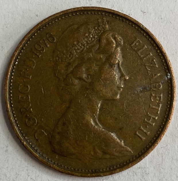 Иностранная монета 2 пенса 1976 год Великобритания