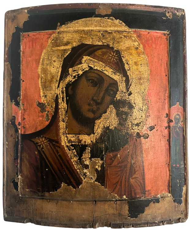Икона Богородица Казанская двойной ковчег 18 век