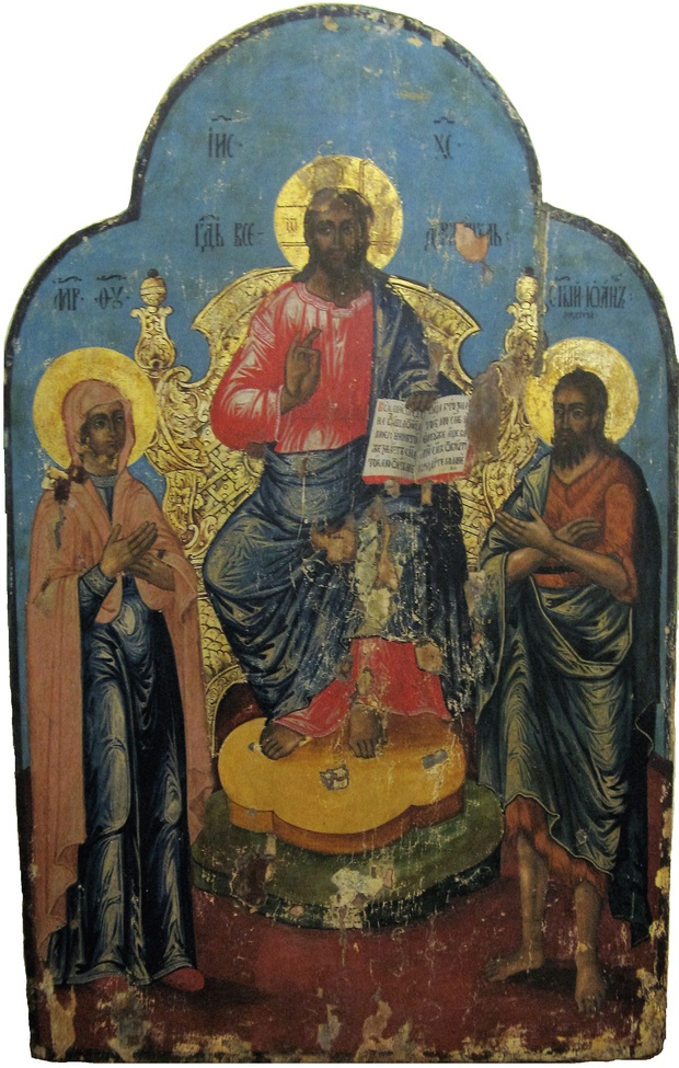 Антикварная Храмовая Икона Седмица Спас на Престоле тронный Спас Ярославль 18 век
