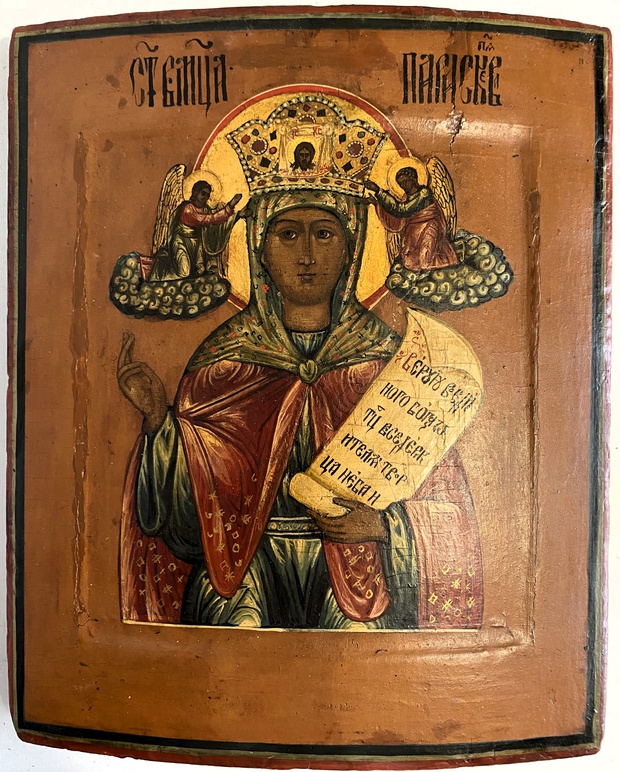Старинная икона святая Параскева Пятница ковчег 19 век