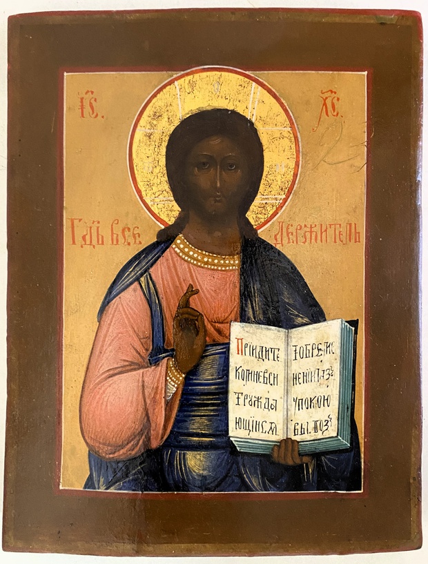 Икона Иисус Христос Господь Вседержитель Палех 19 век
