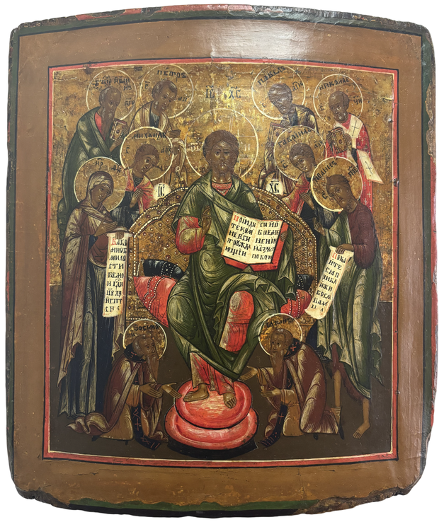 Икона Седмица Спас на Троне 19 век двойной ковчег