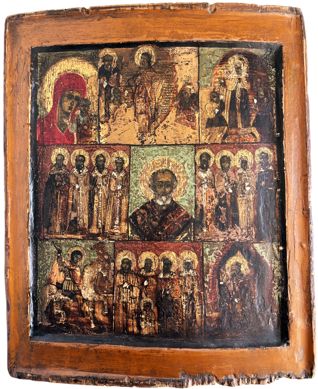 Икона Николай Чудотворец ковчег 18 век избранные святые