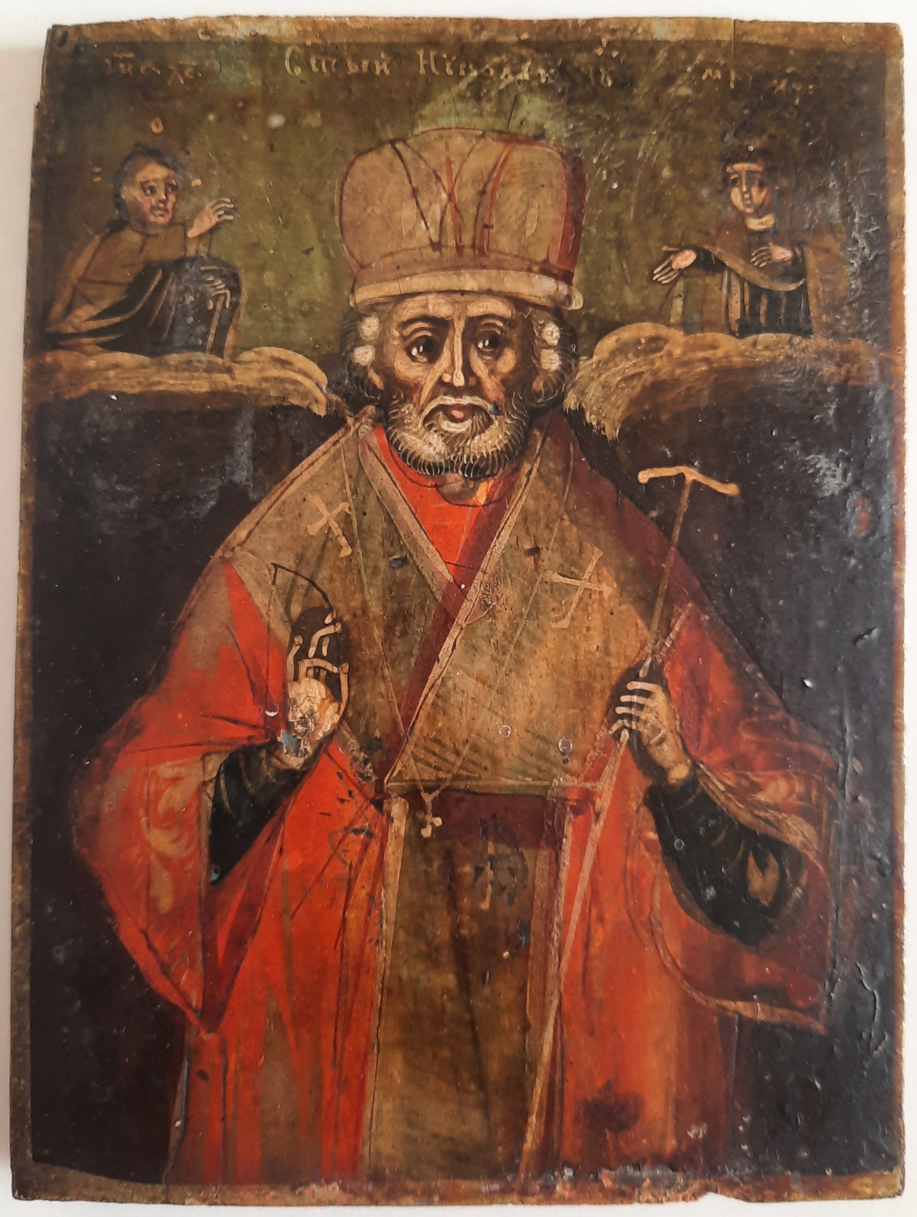 Антикварная икона мини Святой Николай Чудотворец 19 век Ранний Холуй - Горбуновка