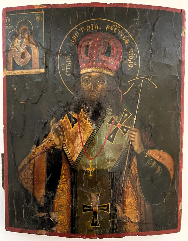 Старинная икона Дмитрий Ростовский 19 век
