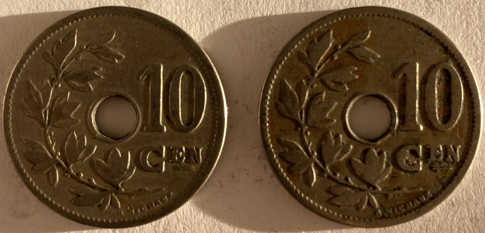 Иностранная монета 10 сантимов 1905 год Бельгия