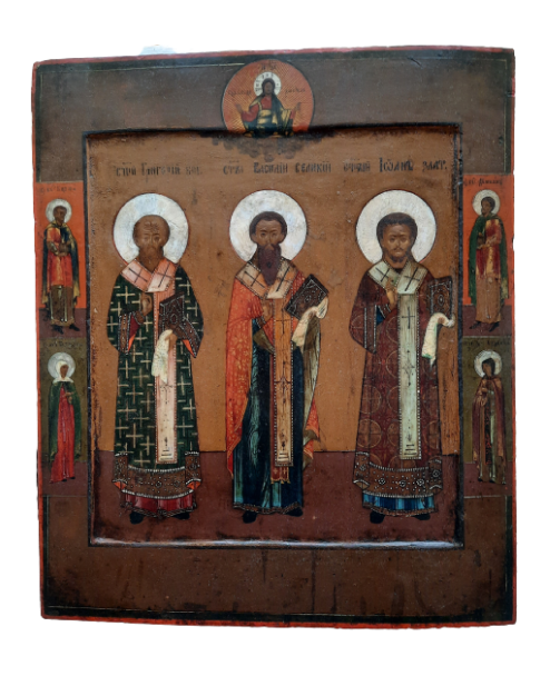Икона Вселенские Учителя Церкви Василий Григорий Иоанн приписные святые 18 век