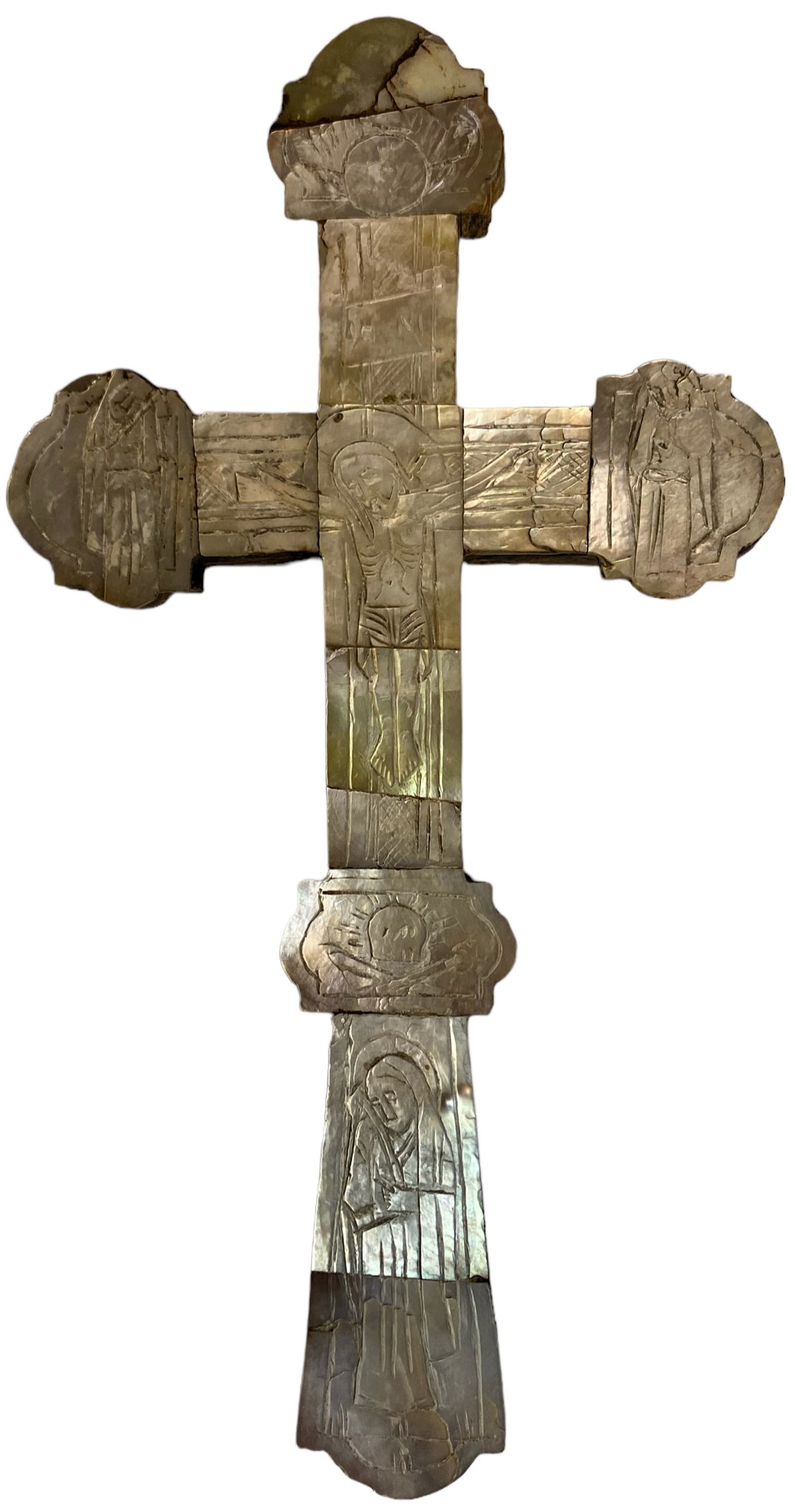Старинный крест перламутр распятие Господне 19 век Иерусалим