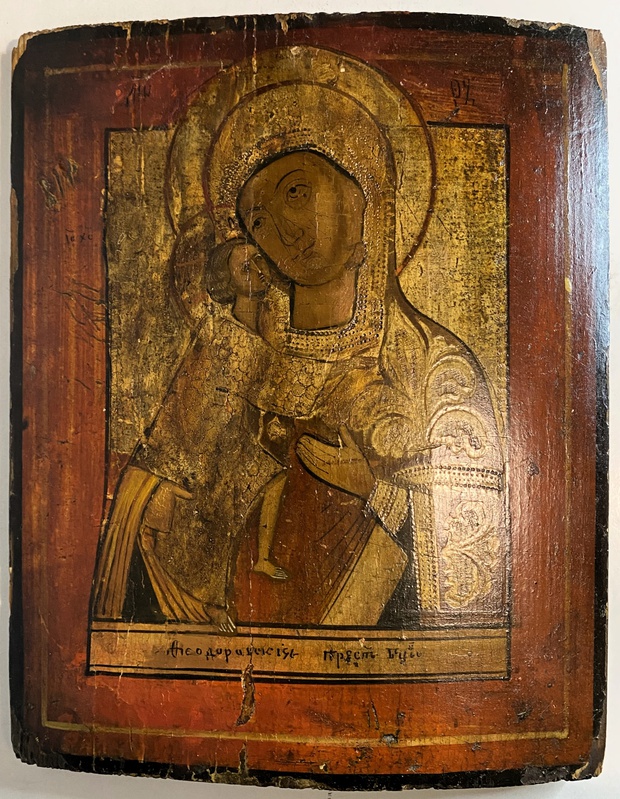 Старинная икона Феодоровская Пресвятая Богородица 19 век Холуй