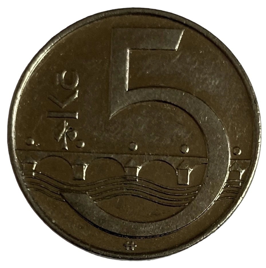Иностранная монета 5 крон Чехия 1996 год