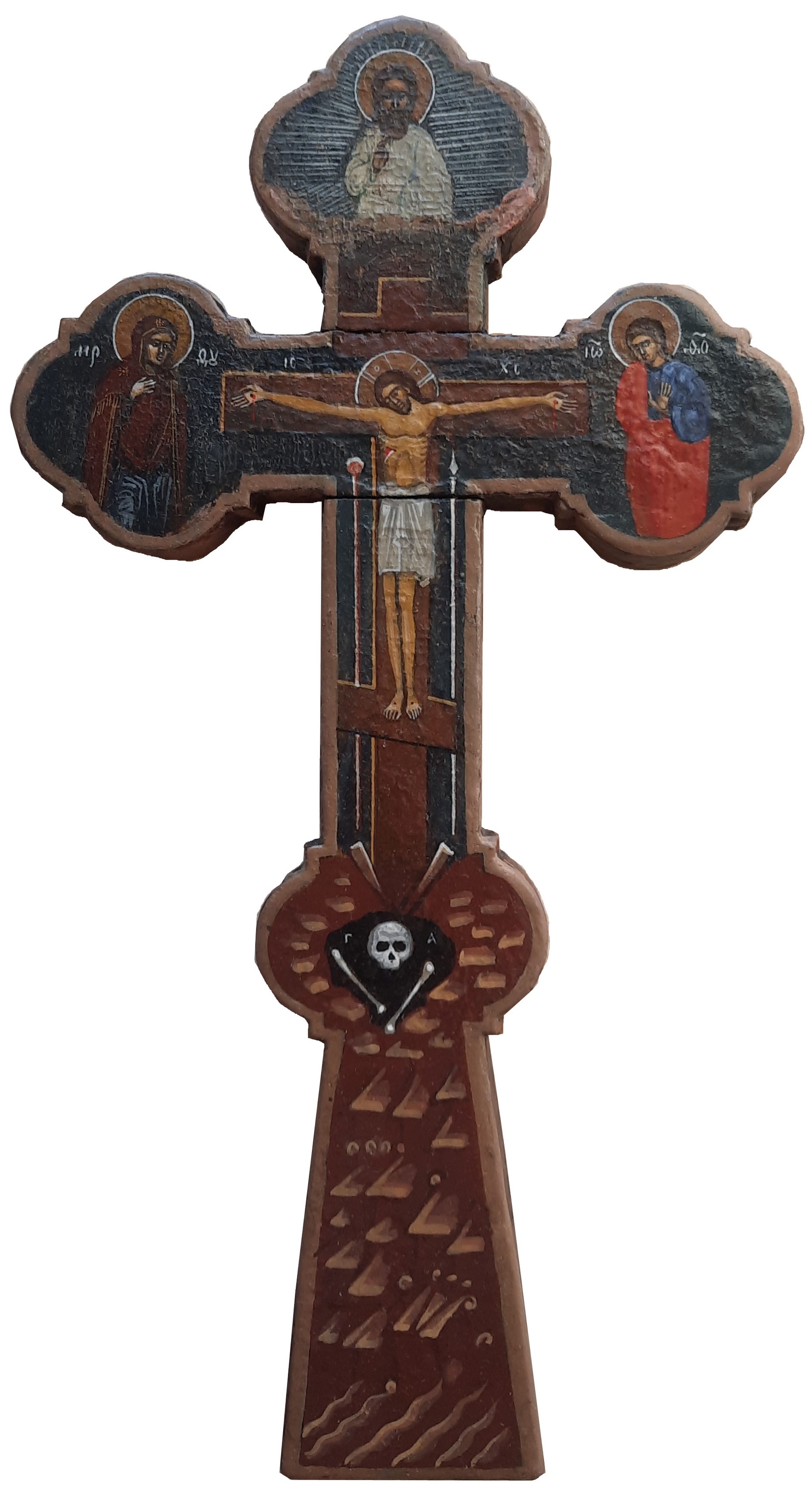 Антикварная Старинная икона Распятие Христово с частицей животворящего креста Господня 18 век