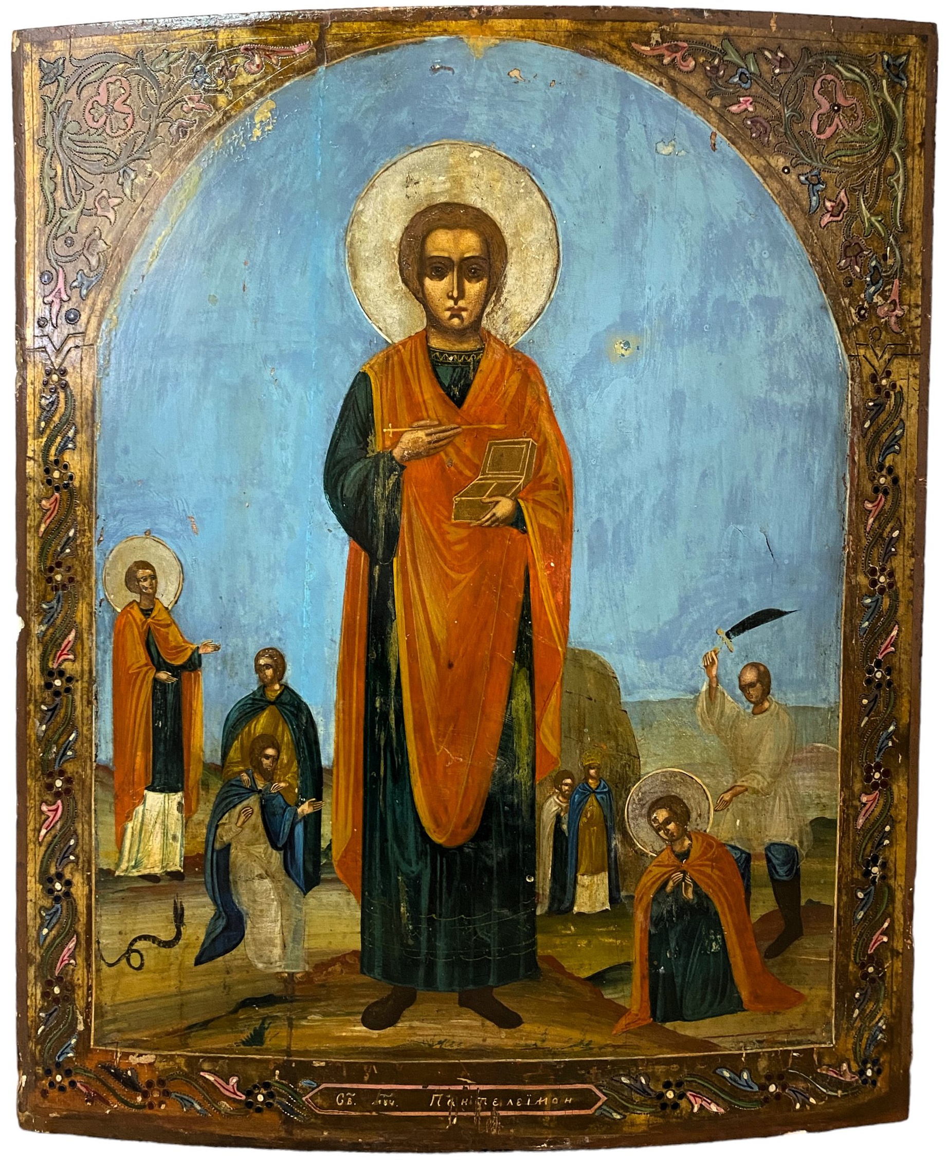 Икона Форматная или Храмовая святой целитель Пантелеймон 19 век
