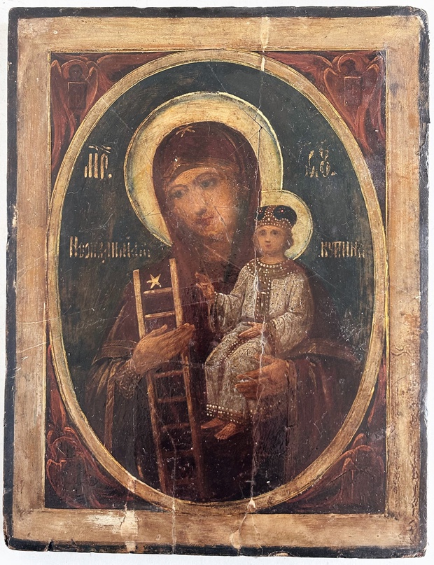 Икона Неопалимая Купина с лестницей Иакова 19 век