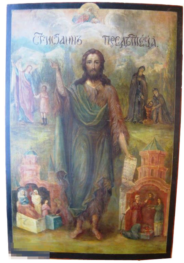 Икона Храмовая Иоанн Предтеча со сценами жития 18 век
