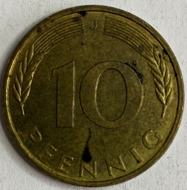 Иностранная монета 10 пфеннингов 1993 год Германия