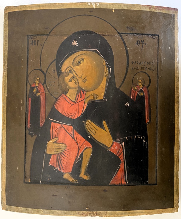 Старинная икона Феодоровская Пресвятая Богородица ковчег 19 век