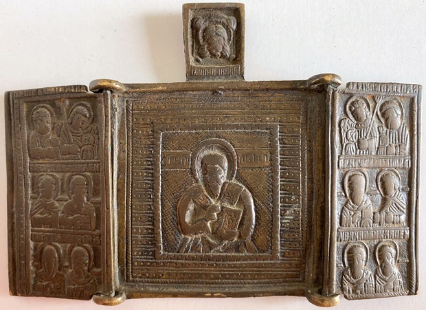 Складень святой Антипа Пергамский 19 век