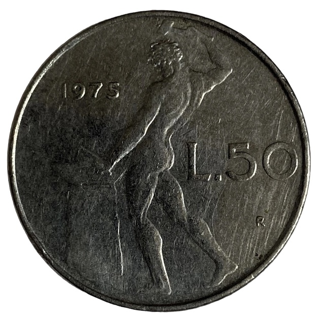 Иностранная монета Италия 50 Лир 1975 год Лира