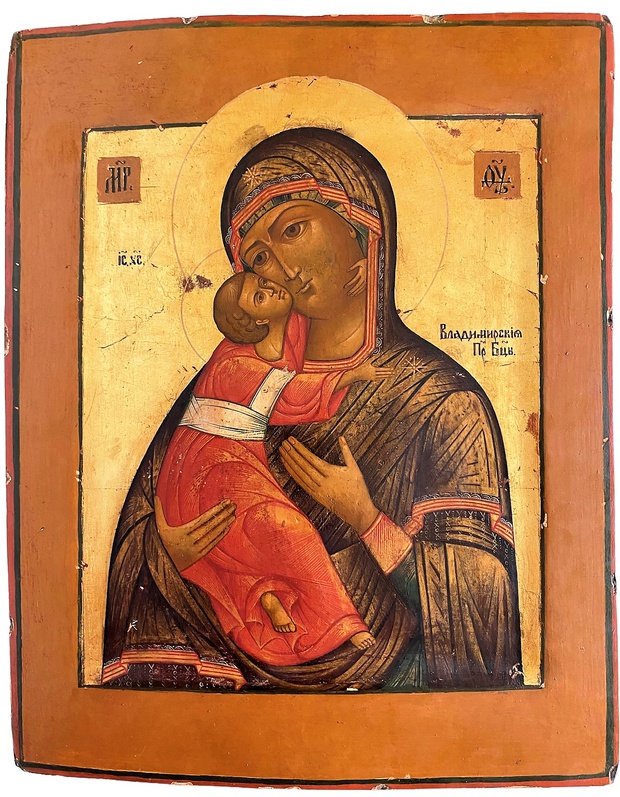 Икона Владимирская Богородица в ковчеге 19 век