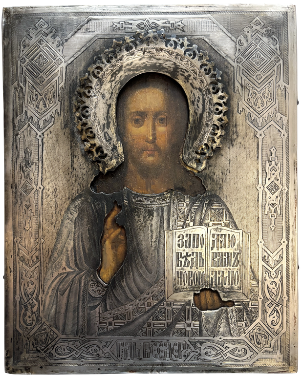 Икона Иисуса Христа в серебре 84 пробы 1881 год  купить