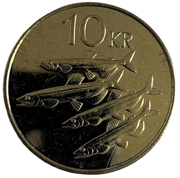 Иностранная монета 10 крон Исландия 2008 год