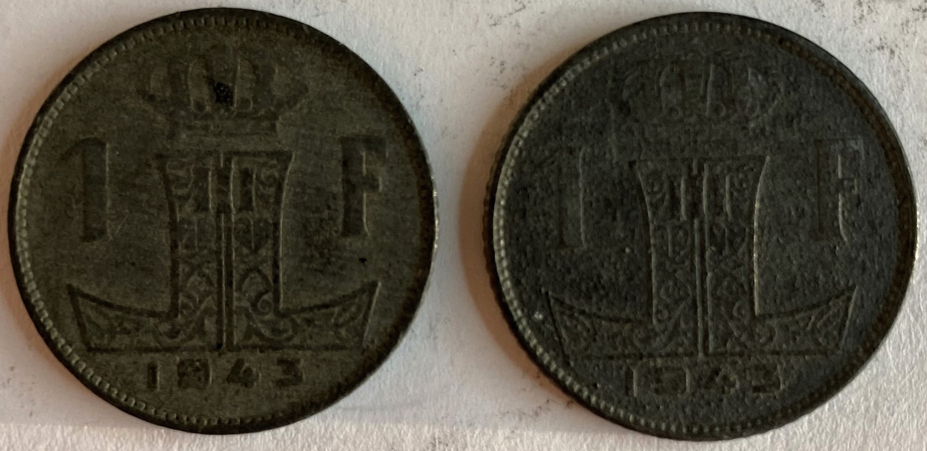 Иностранная монета 1 Франк Бельгия 1943 год