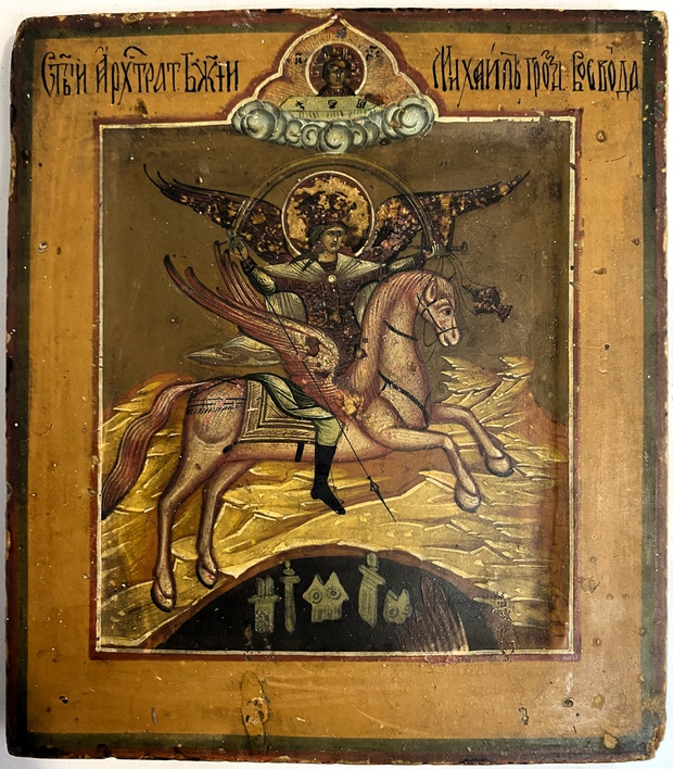 Икона святой Архангел Михаил ковчег первая половина 19 века