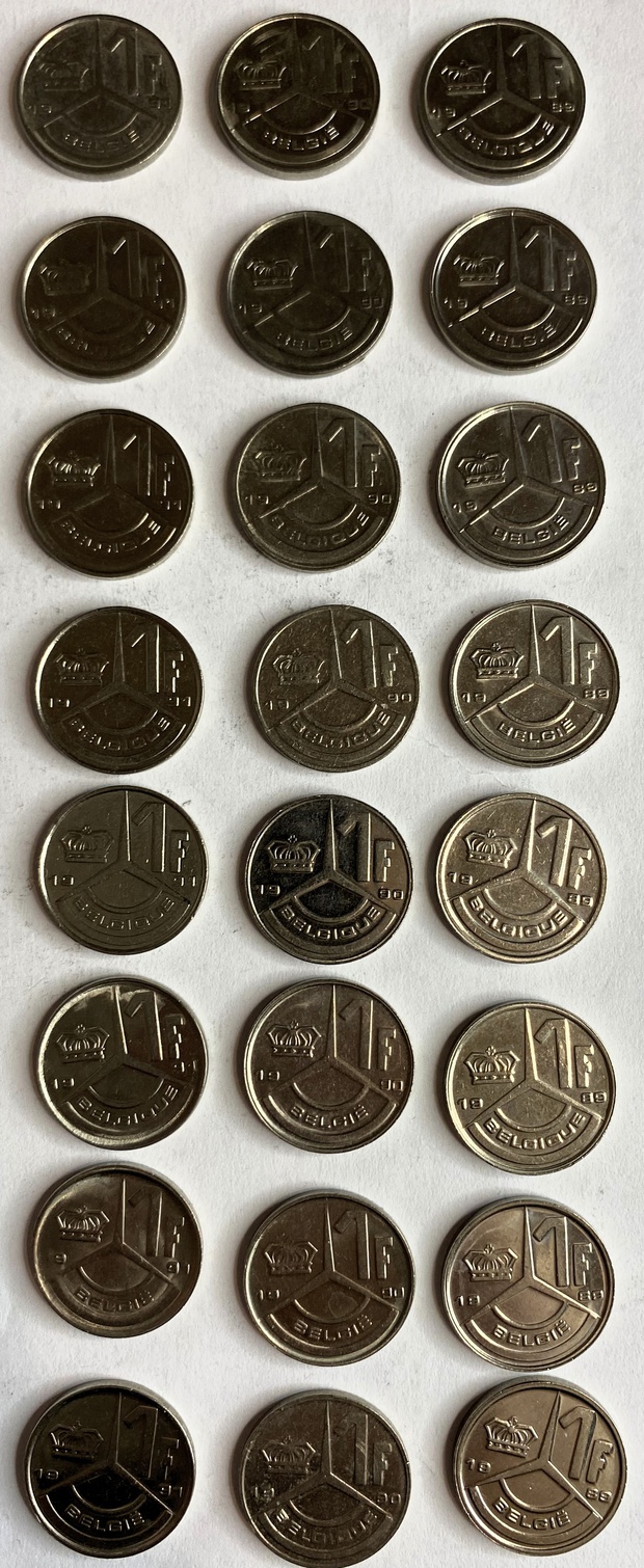 Иностранная монеты 1 франк 1991 год Бельгия