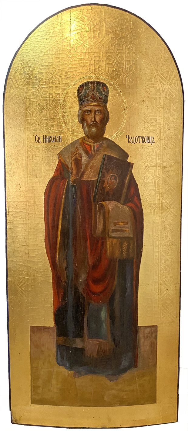 Старинная Храмовая икона Святой Николай Чудотворец 19 век Огромная