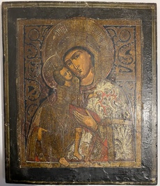 Антикварная икона Феодоровская Пресвятая Богородица 19 век Холуй - Владимирские Села