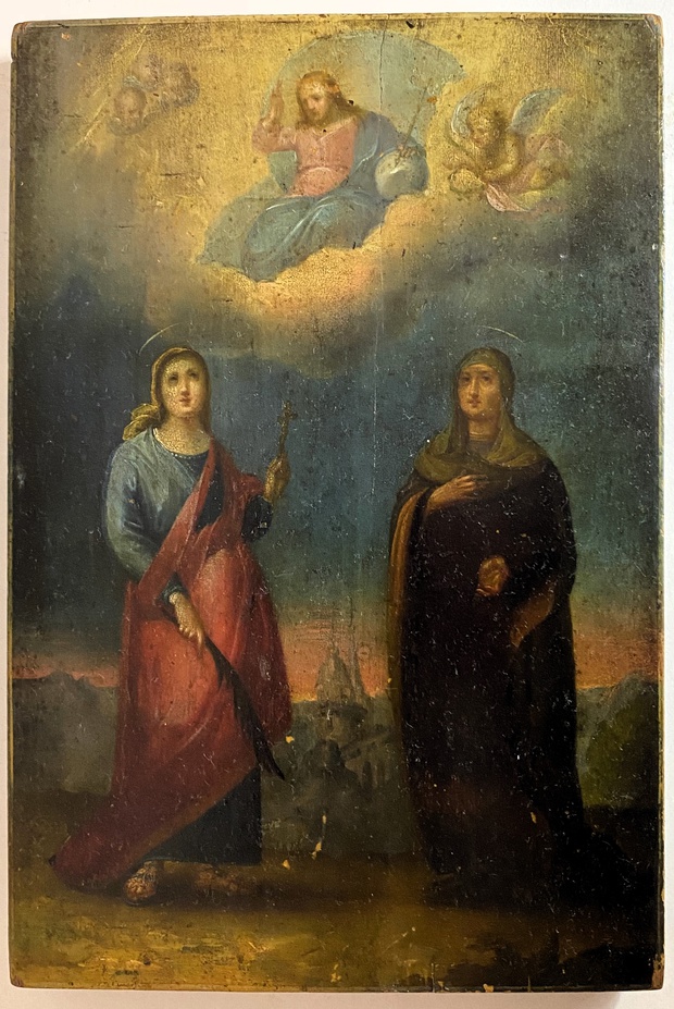 Икона святая Анастасия Узорешительница и Матрона Солунская 19 век