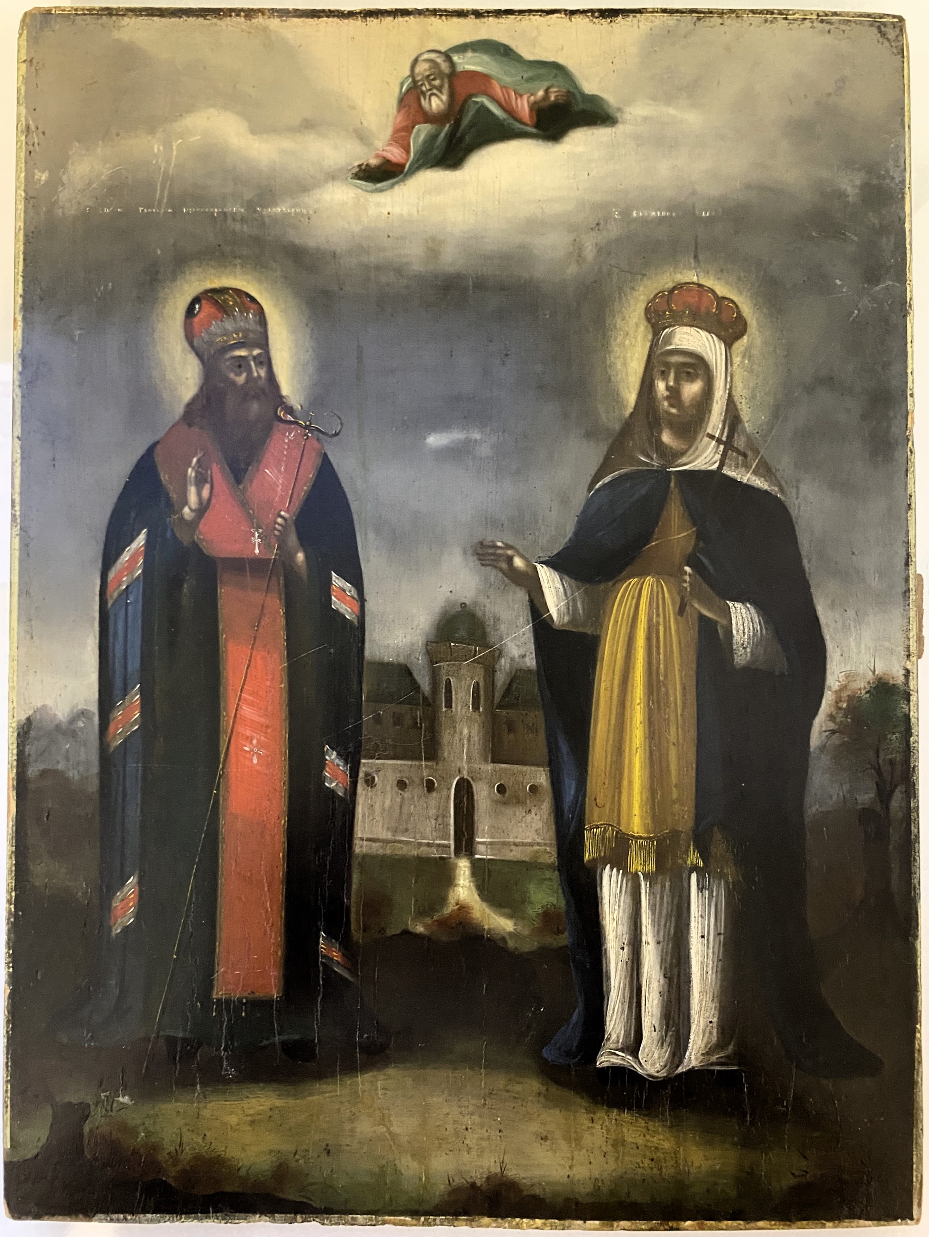 Икона избранные святые святая блаженная Феофания и Григорий Неокессарийский 19 век