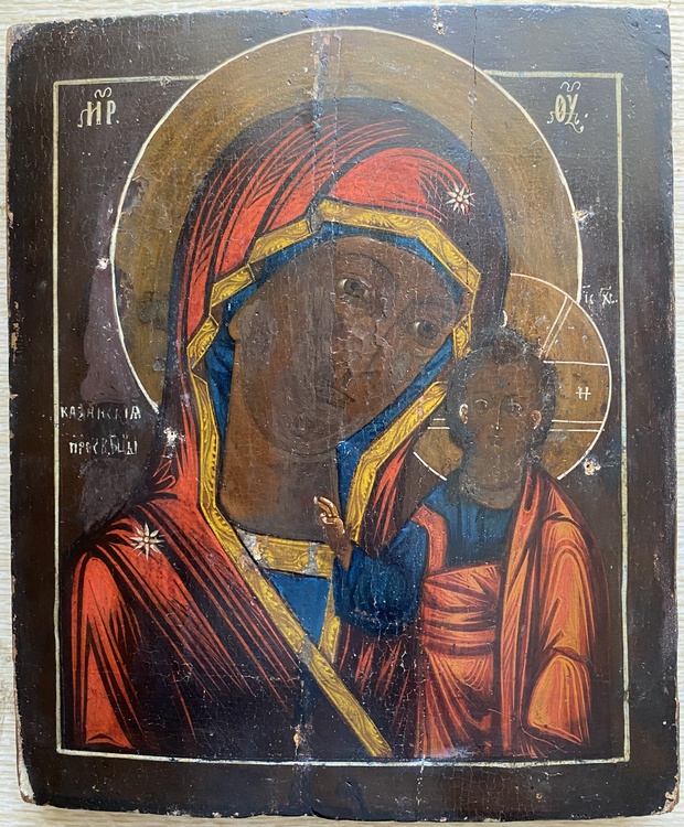 Старинная икона Казанская Пресвятая Богородица 19 век