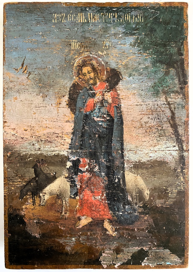 Икона Иисус Христос Добрый пастырь 19 век