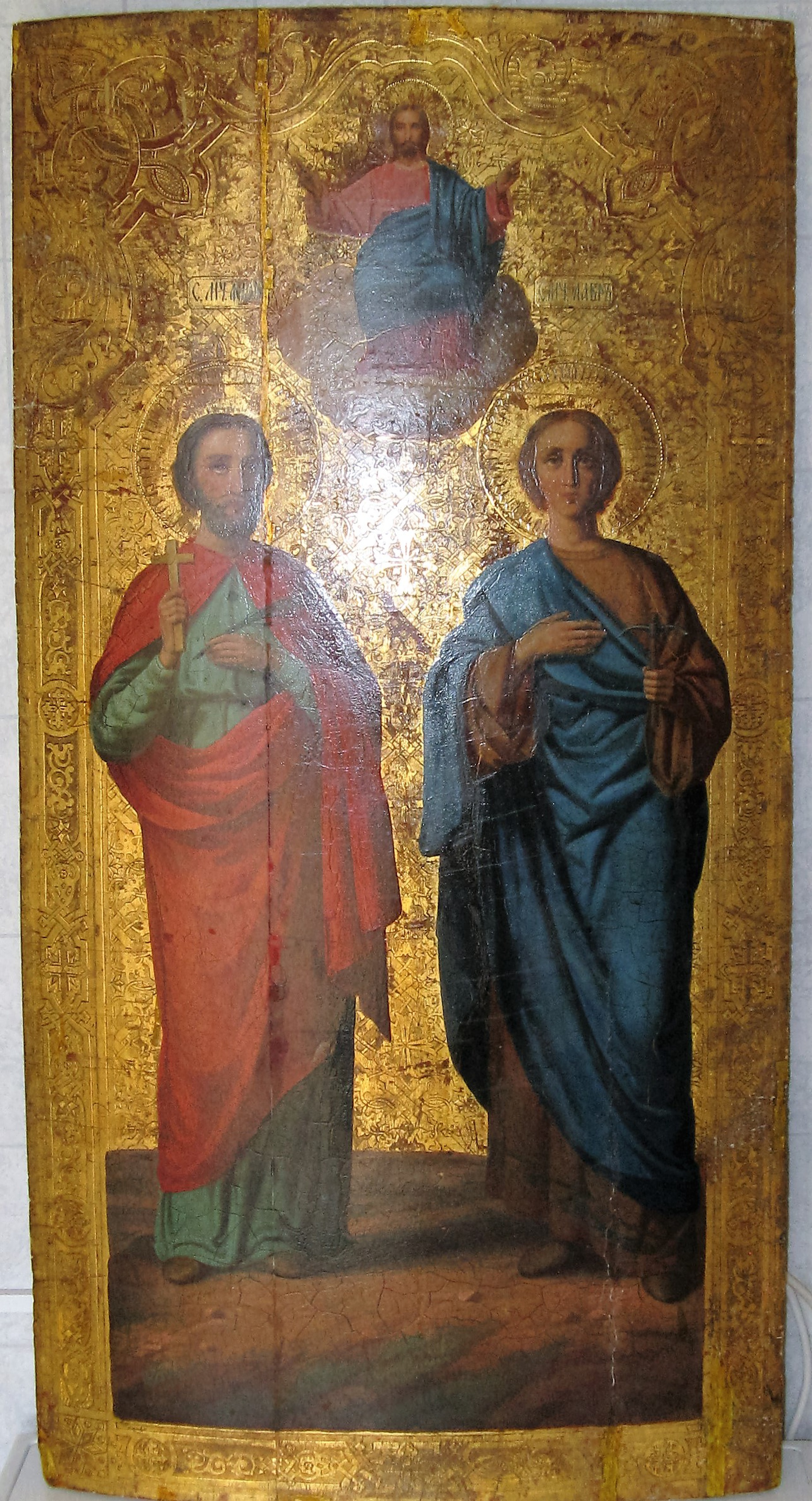 Антикварная Храмовая икона Святые Флор и Лавр 19 век