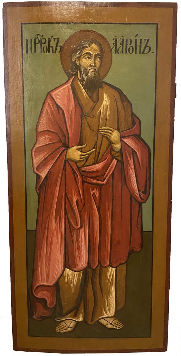 Антикварная Храмовая Икона Святой Пророк Аарон Первосвященник Праотец 19 век