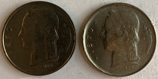 Иностранная монета 1 франк 1970 год Бельгия