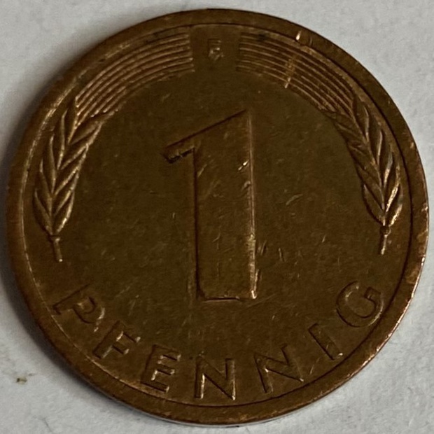 Иностранная монета 1 пфеннинг 1980 год Германия