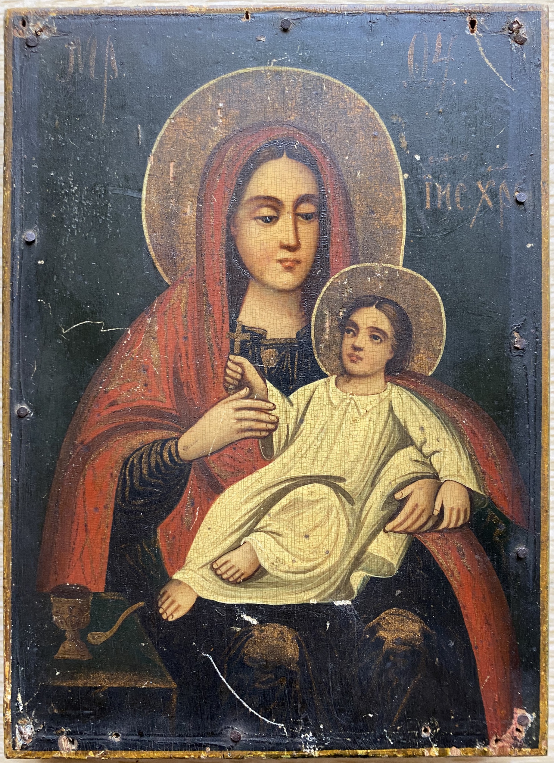 Антикварная икона Козельщанская Пресвятая Богородица 19 век Редкий образ