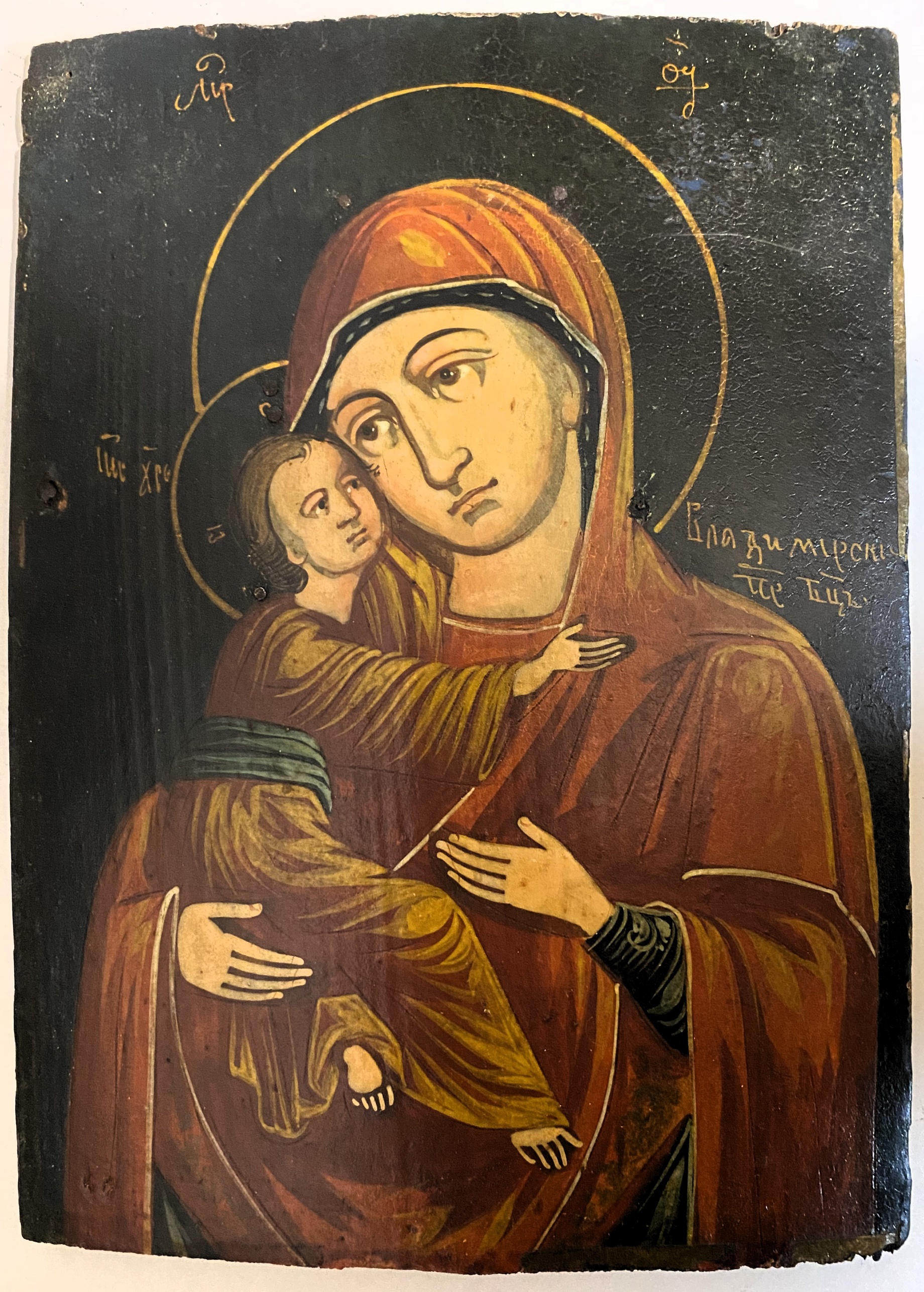 Старинная икона Владимирская Богородица Холуй первая половина 19 века