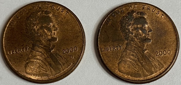 Иностранная монета США 1 цент 2000 год Америка