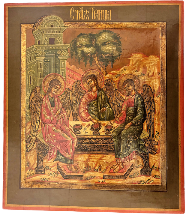 Икона Троица Ветхозаветная 19 век