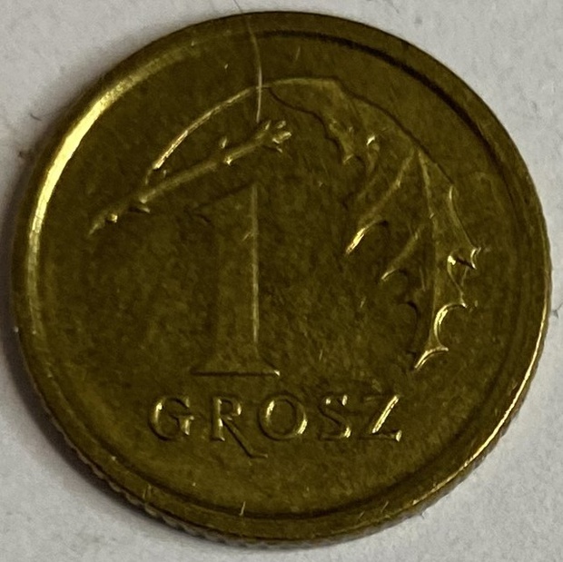 Иностранная монета 1 Грош Польша 2014 год