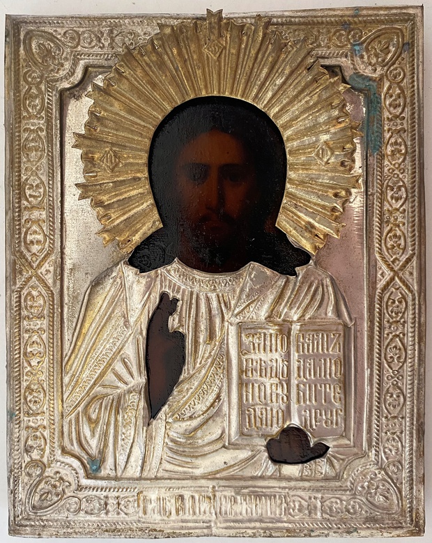 Икона старинная Иисус Христос Господь Вседержитель Крестьянинов в Мстере 19 век