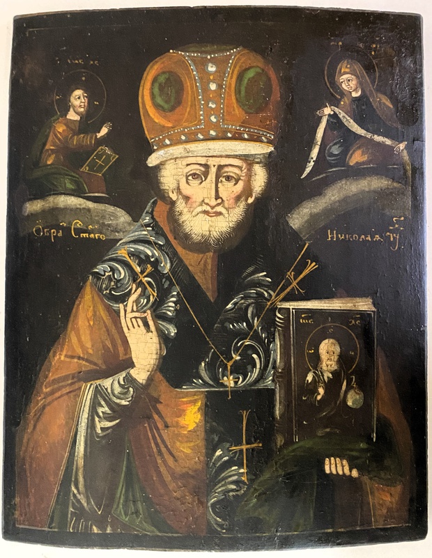 Икона Николай Чудотворец черный ранний 19 век первая треть