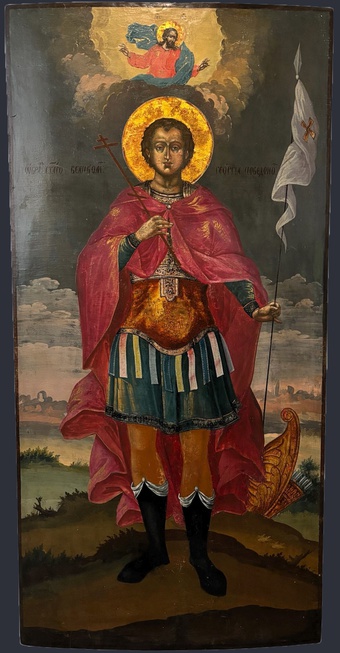 Икона Храмовая святой Георгий Победоносец - 19 век